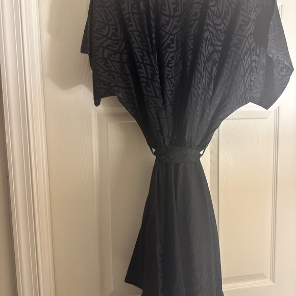 FENDI LOGO FF WRAP LOOK BELTED DRESS BLACK SIZE M or L. HIGH LOW NEVER WORN - Picture 16 of 16